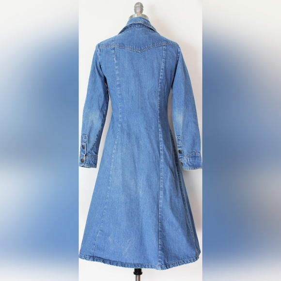 Vintage 1970s Western Denim Dress - Picture 2 of 3